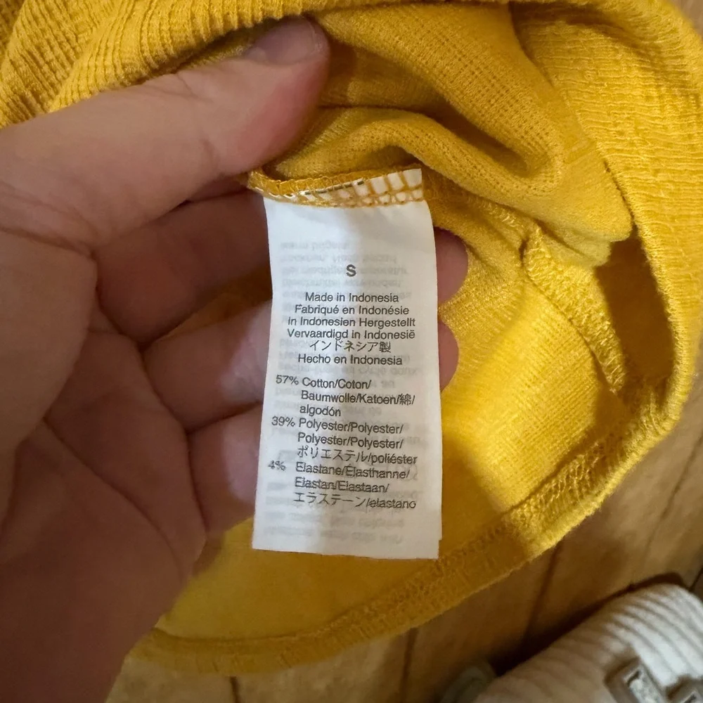 J. Crew Yellow V-Neck Tie-Front Tee